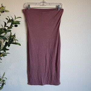 Impulsive Strapless Ribbed Midi Dress Mauve Pink Bodycon Tube Dress Size Large